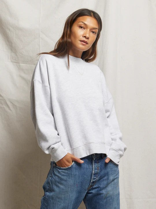 blake french terry oversized crew sweatshirt - Ash Gray - Perfect White Tee