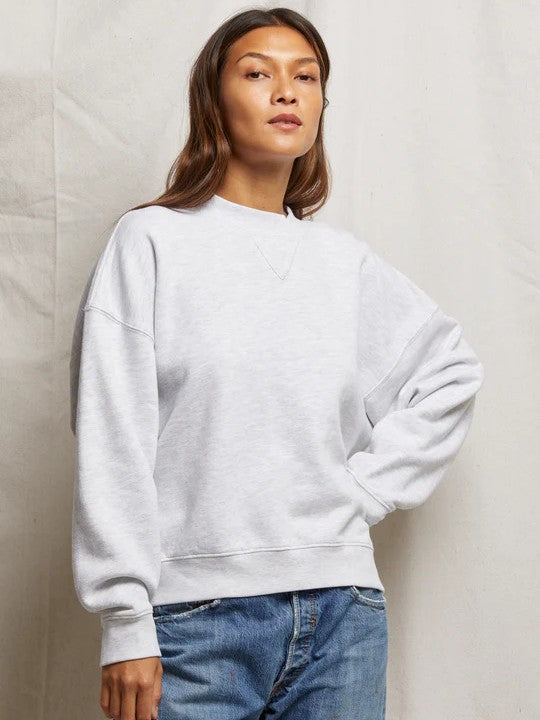 blake french terry oversized crew sweatshirt - Ash Gray - Perfect White Tee