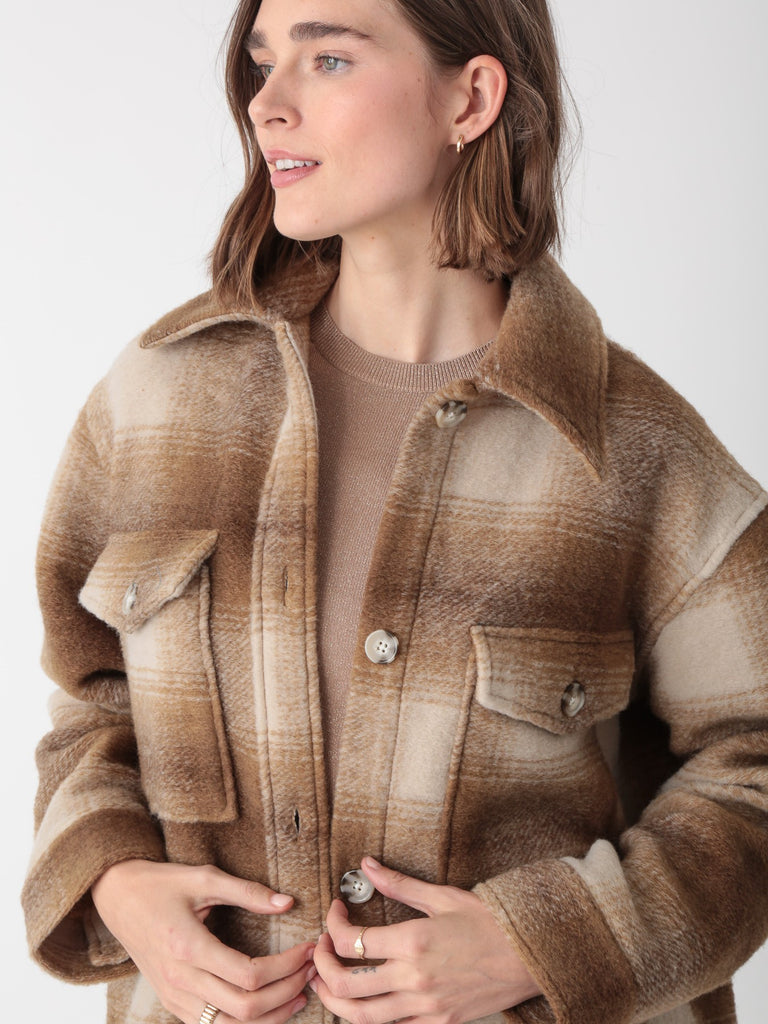 Brooklyn Coat-Plaid Sand/Cocoa  - by Electric Rosen