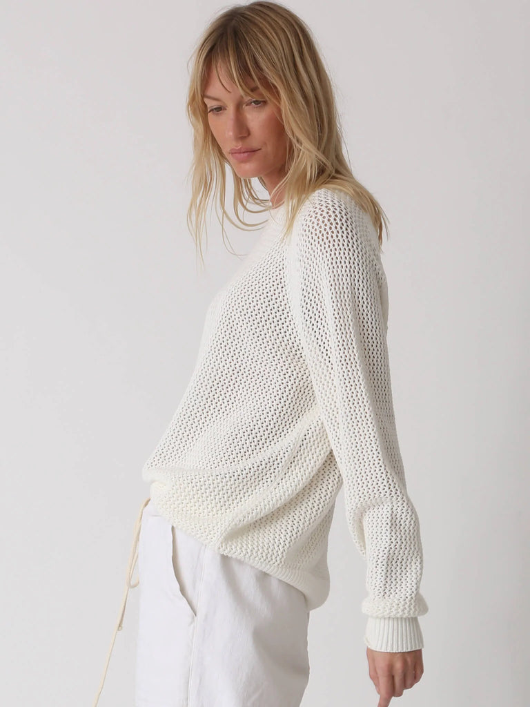 Chloe Cotton Sweater - Whisper White - by Electric Rose