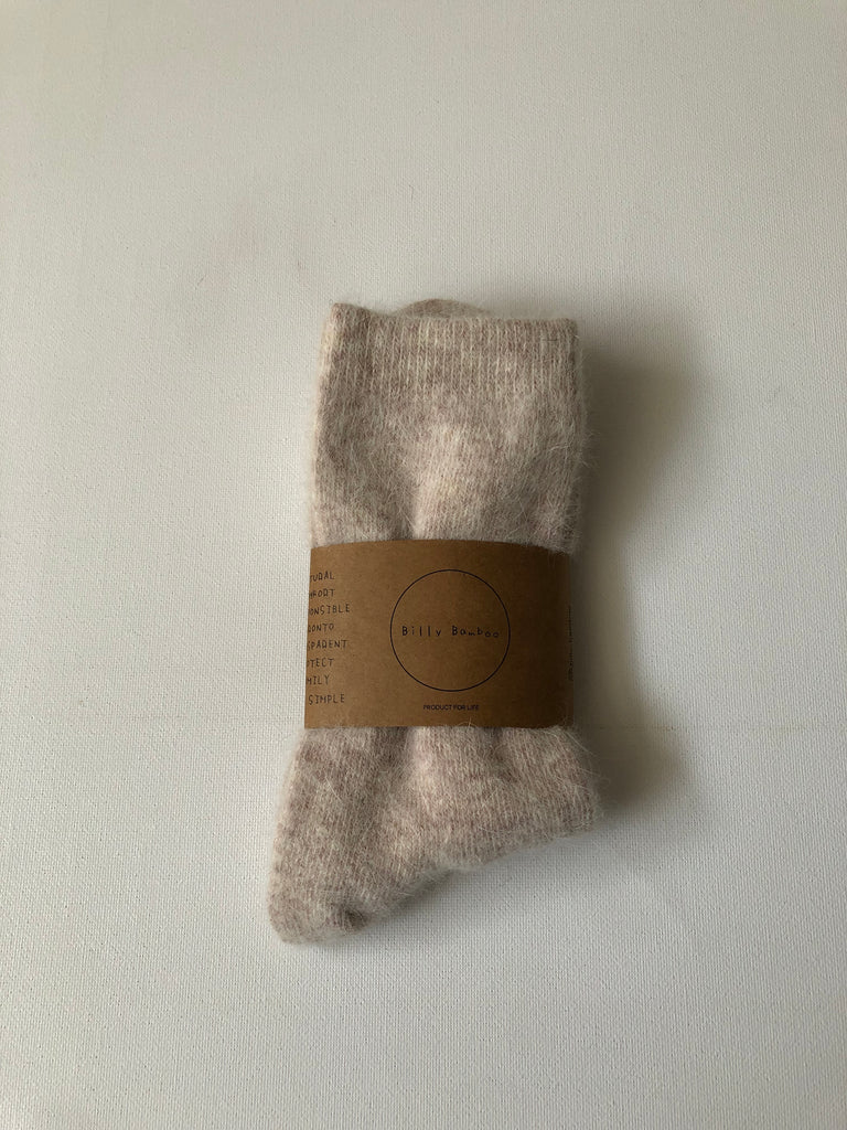 Fluffy Angora Socks - Light Gray or Oat