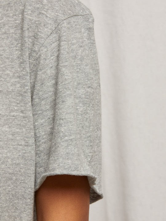 eddie recycled boxy raw hem tee - Heather Gray - Perfect White Tee