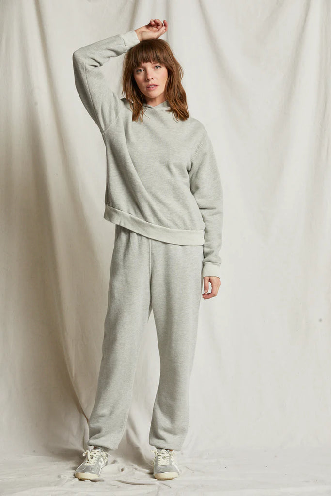 Stevie Jogger Sweatpants - Heather Gray - Perfect White Tee