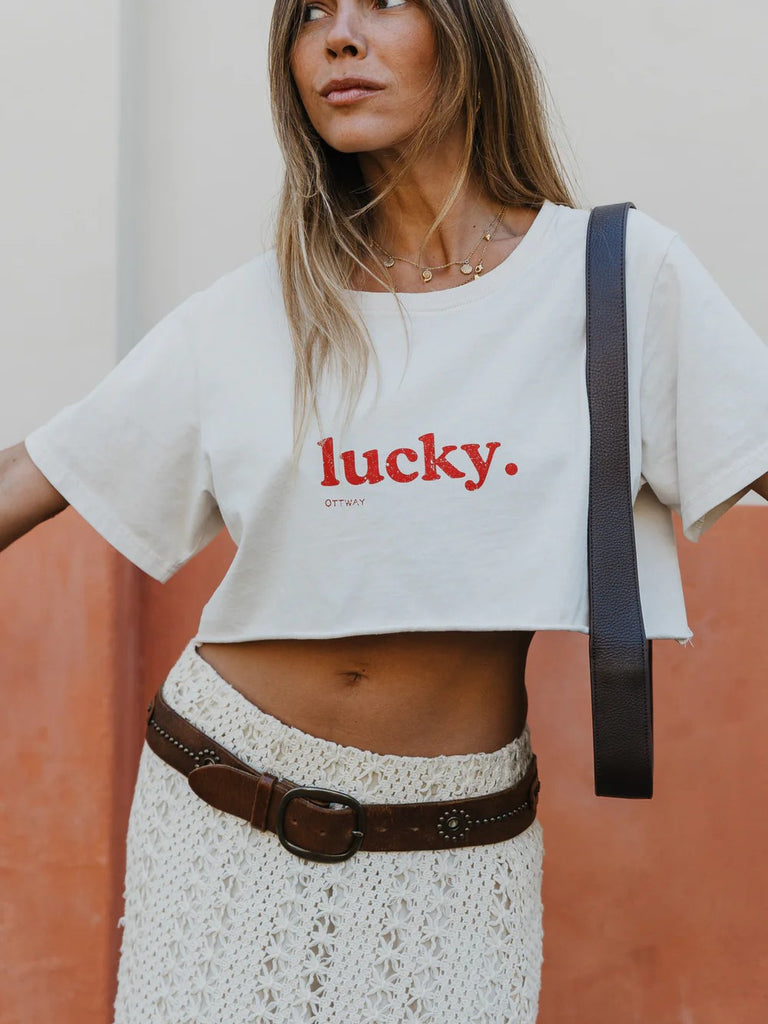 Lucky Cropped T-Shirt - Beige - Ottway