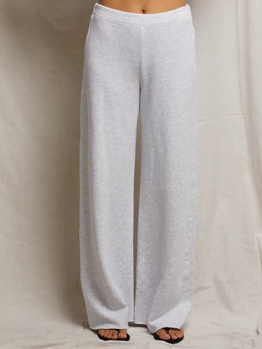 Amber french terry wide leg trouser  - Ash Gray - Perfect White Tee