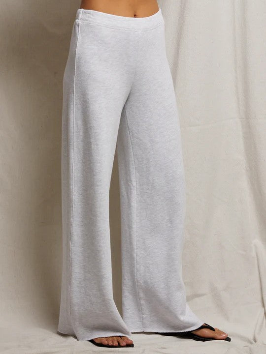 Amber french terry wide leg trouser  - Ash Gray - Perfect White Tee